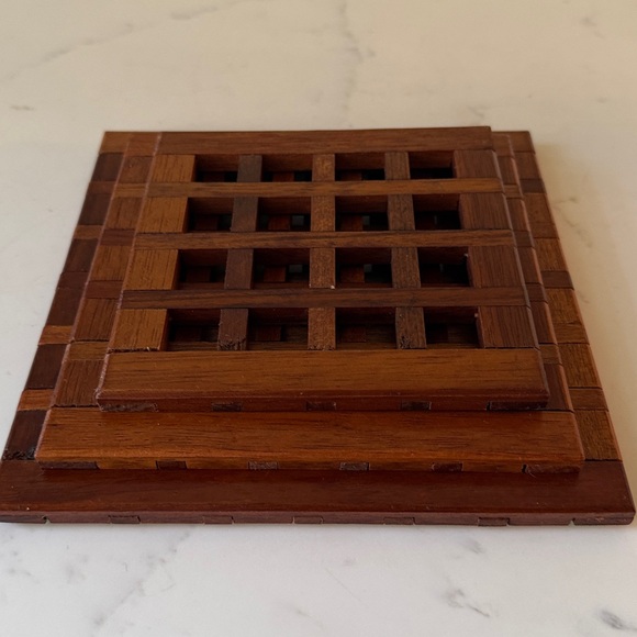 Vintage Teak Stacking Trivets Set of 3 - Picture 6 of 11